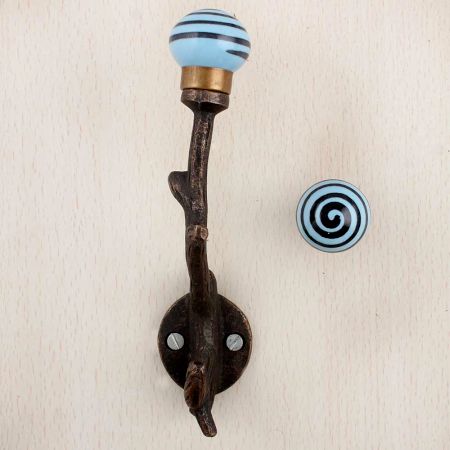 Turquoise Black Strip Tree Hooks-EHG-78